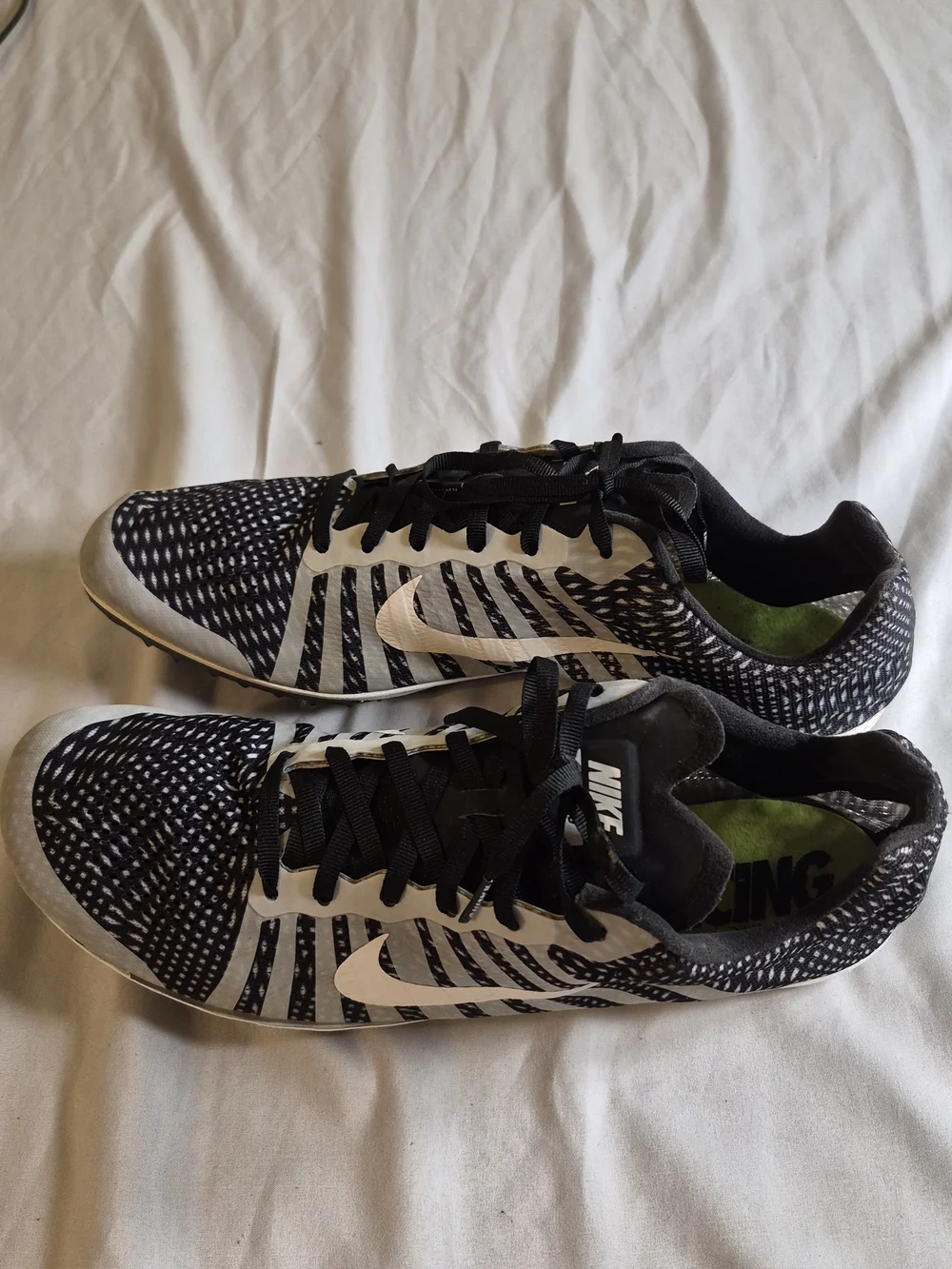 Nike Zoom D Men’s Black and White Patterned Racing Spikes Size 11.5